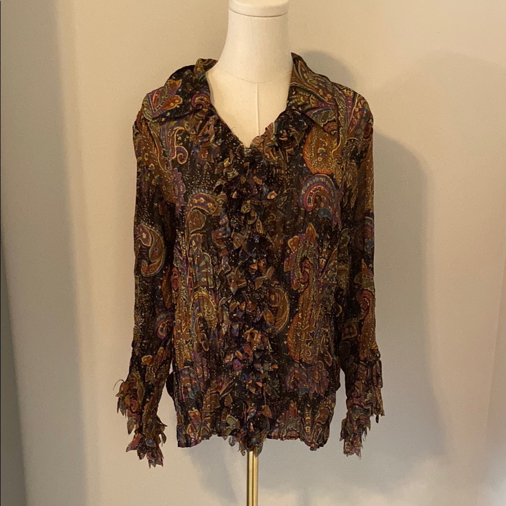 Paisley Ruffle Blouse - Multicolor